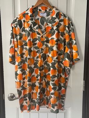Men’s old navy button down shirt citrus orange print